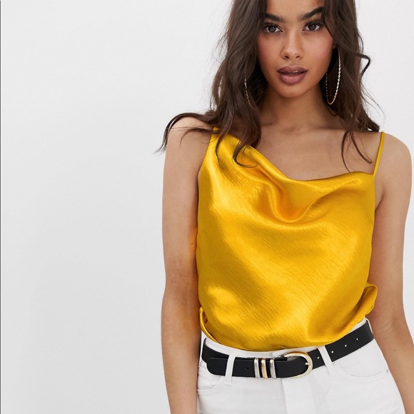 yellow cowl neck top